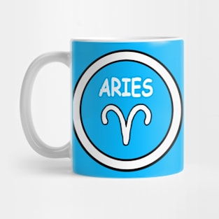 Aries, white circle, transparent background Mug